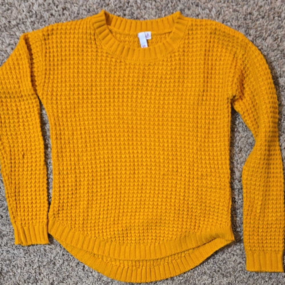 Girl's SO Cozy Mustard Knit Sweater - M (8)